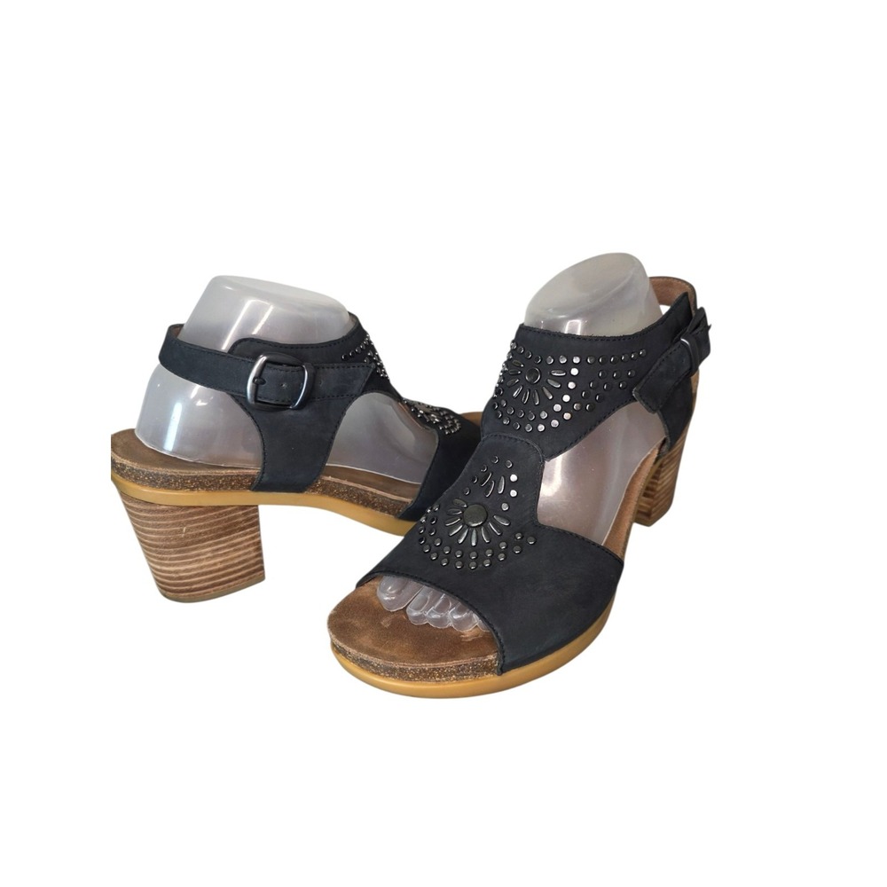 Dansko Deandra Womens 42 Black Leather Studded Heeled Sandals Boho